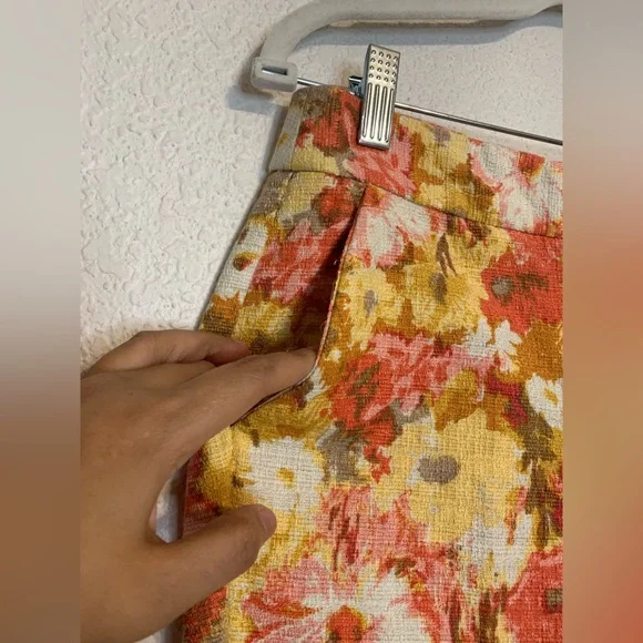 Talbots Signature Size 2 Red Orange Pink Floral  Ankle Dress Pants Slacks - Picture 4 of 8